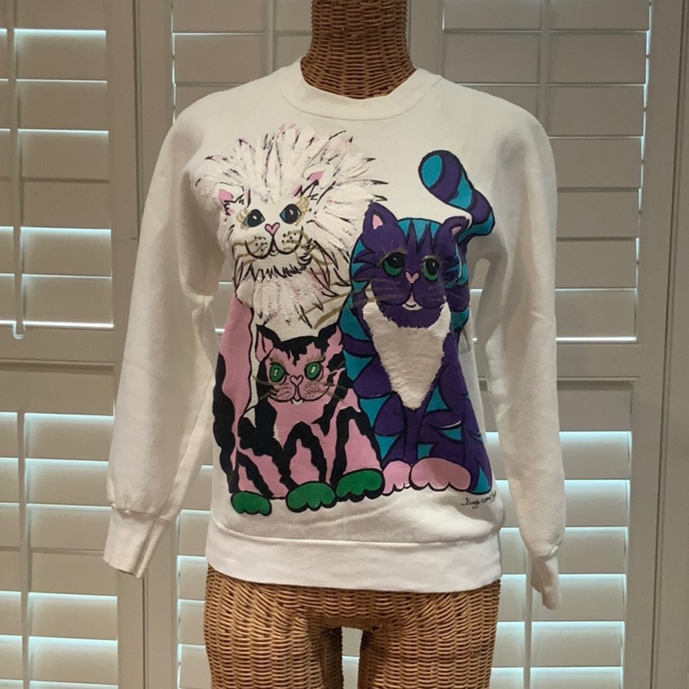 Colorful Cat Print Sweatshirt